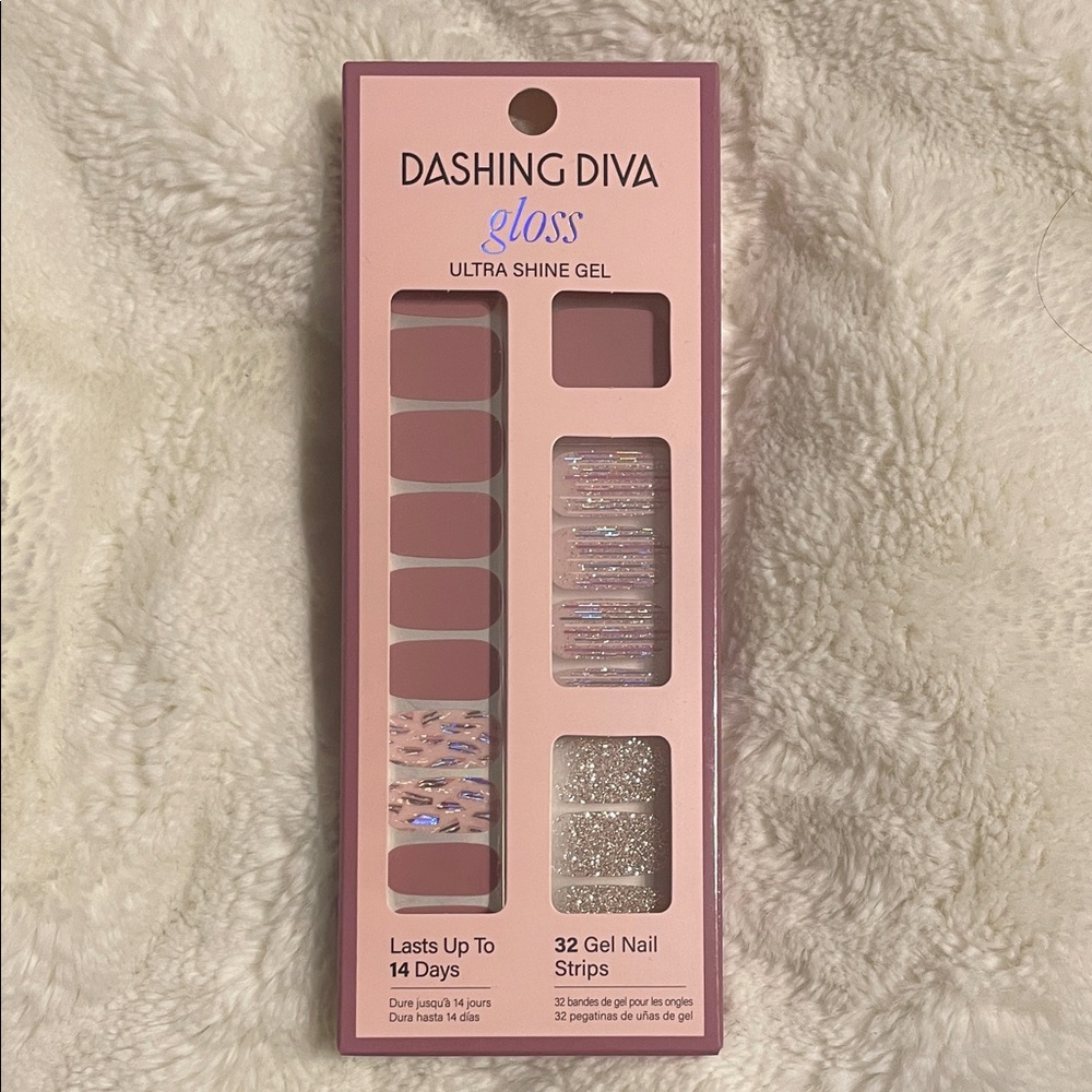 Dashing Diva Gloss Ultra Shine Gel Nail Strips - Pink and Silver